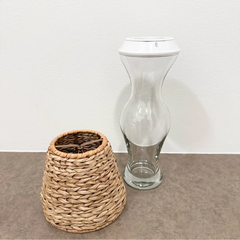 DIY Cordless Lamp Kit Basket Weaved Shade and Base Small Lampshade Table Light